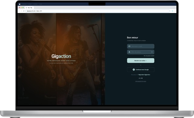 GigAction Login Screen